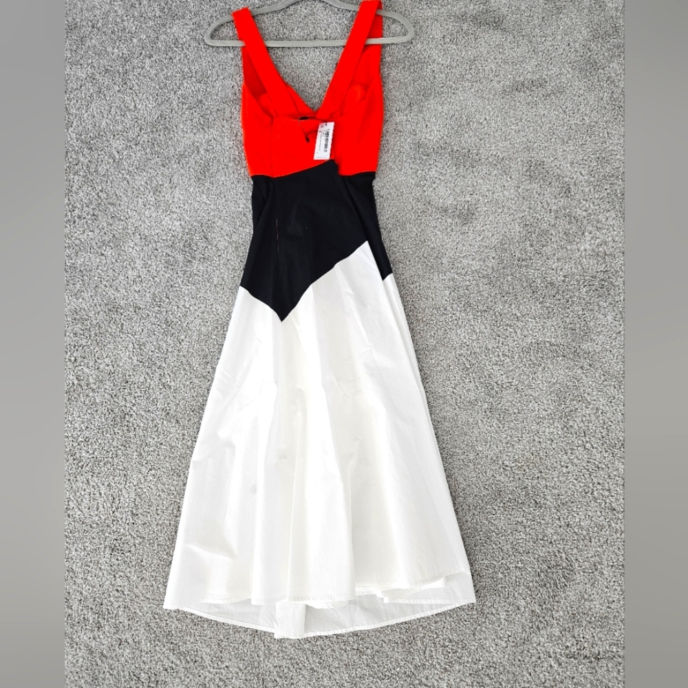 Elegant Red, Black, and White Dress